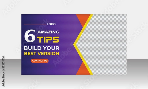 Fototapeta Youtube thumbnail gym body fitness training design gym exercise youtube channel thumbnail and gym template for gym fitness workout thumbnail.