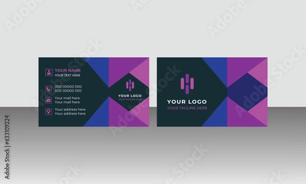 Obraz Black and blue modern creative business card and simple clean template vector design