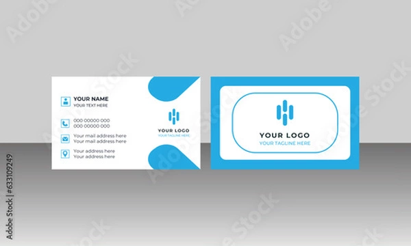 Fototapeta Black and blue modern creative business card and simple clean template vector design