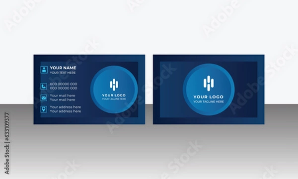 Fototapeta Black and blue modern creative business card and simple clean template vector design