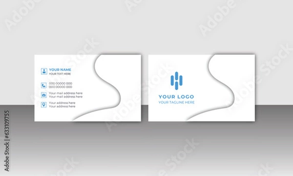 Fototapeta Black and blue modern creative business card and simple clean template vector design