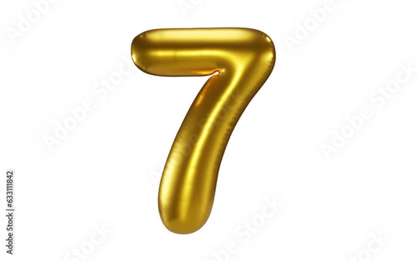 Fototapeta Golden balloon inflated alphabet number on transparent background