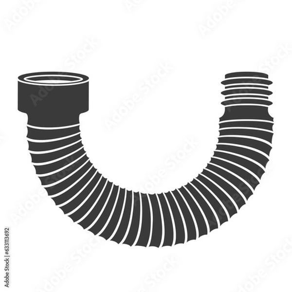 Obraz Corrugated bent pipe for toilet glyph icon isolated on white background. Vector illustration.