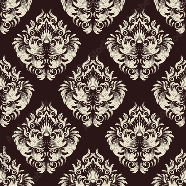 Fototapeta vector seamless backdrop. damask pattern. flower wallpaper