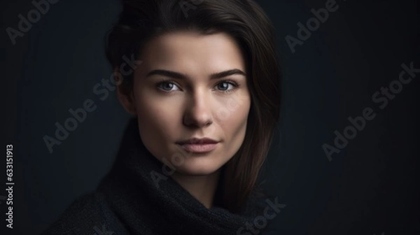 Fototapeta Portrait of a beautiful young woman. Studio shot against plain background.