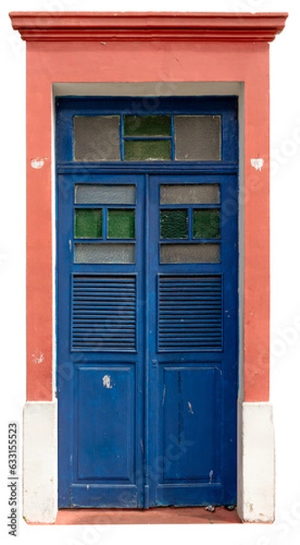 Fototapeta Retro door of an old architecture house. Isolated on transparent background. brazilian architecture