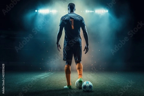 Fototapeta Back o Soccer player with soccer ball