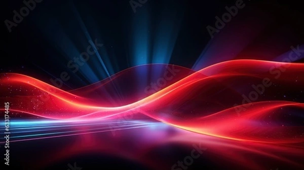 Fototapeta 
Abstract futuristic background with red glowing neon moving high speed wave lines and bokeh lights. Data transfer concept Fantastic wallpaper,
