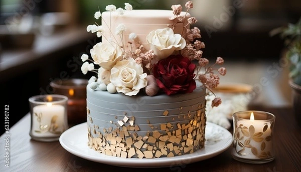 Obraz wedding cake with roses