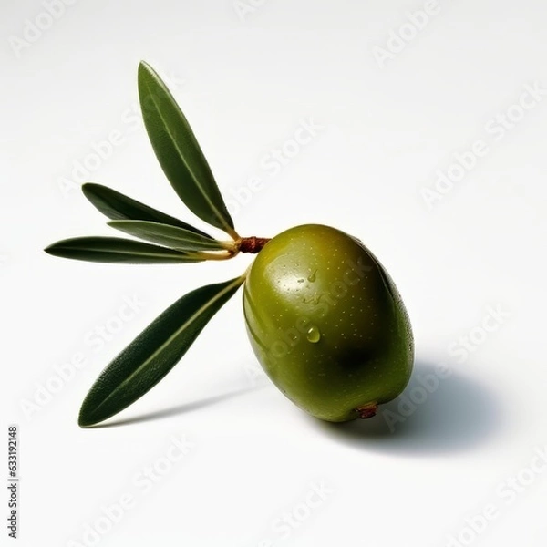 Obraz A Green Olive with its Leaves