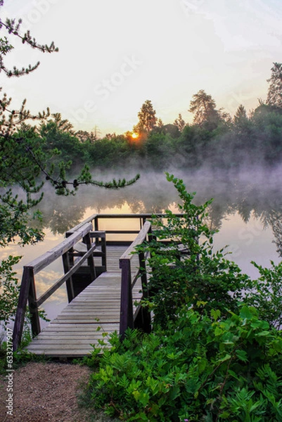 Obraz bench by the lake