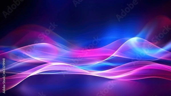 Fototapeta Fondo futurista abstracto con líneas de onda de alta velocidad en movimiento de neón con colores randon brillante y luces de bokeh. Concepto de transferencia de datos Fantástico fondo de pantalla,