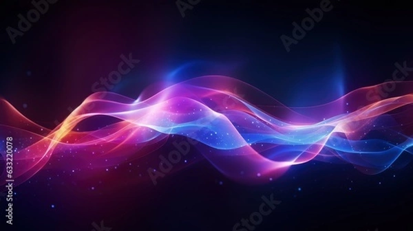Fototapeta Fondo futurista abstracto con líneas de onda de alta velocidad en movimiento de neón con colores randon brillante y luces de bokeh. Concepto de transferencia de datos Fantástico fondo de pantalla,
