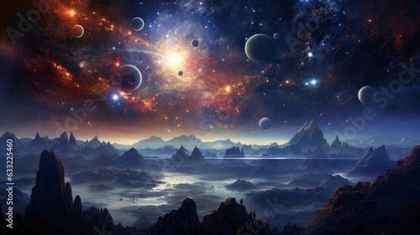 Fototapeta The best view of the galaxy, universes, solar systems, planets, parallel realities,