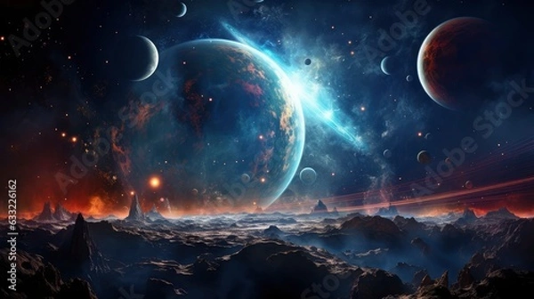 Fototapeta The best view of the galaxy, universes, solar systems, planets, parallel realities,
