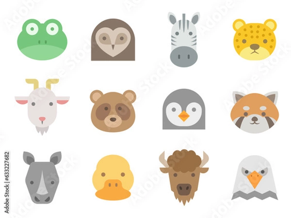 Obraz シンプルな動物の顔　アイコンセット