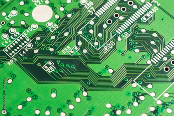 Fototapeta Electronic Computer Circuit Board Close Up