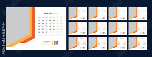 Fototapeta Vector desk calendar template 2024