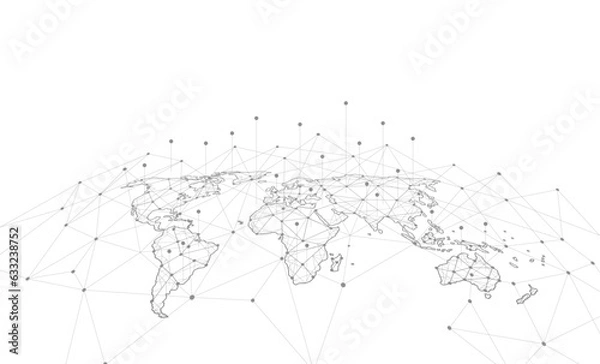 Fototapeta Global network connection. World map point and line composition concept of global business. Vector Illustration