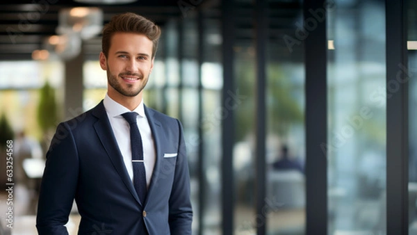 Fototapeta Confident Business Elegance-Handsome Businessman Posing with Style