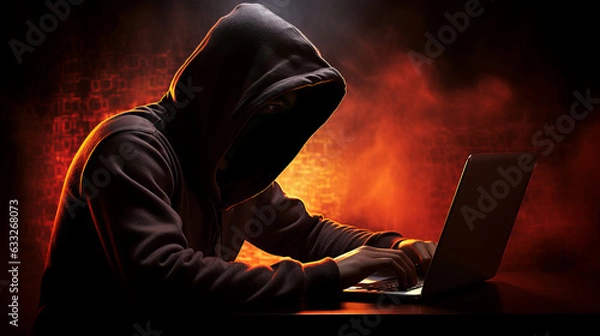 Fototapeta hacker stealing data from laptop