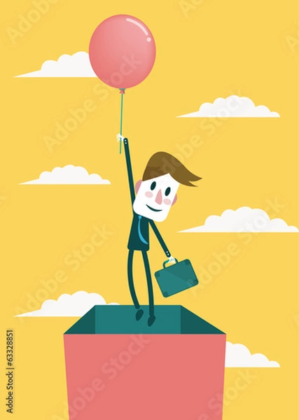 Fototapeta Businessman, think out side the box Concept.