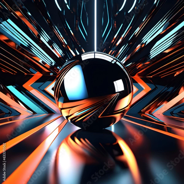 Fototapeta Abstract 3d polygon shaped futuristic dark background. Generative AI