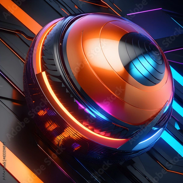 Fototapeta Abstract 3d polygon shaped futuristic dark background. Generative AI