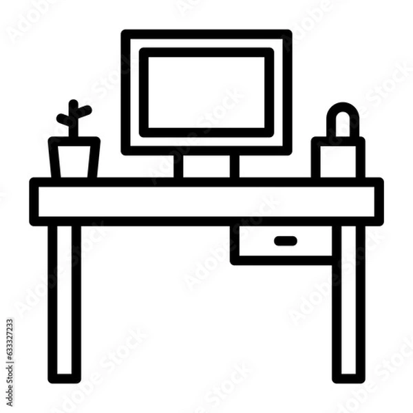 Obraz Table, Workspace, Work surface, Writing table, Office furniture icon