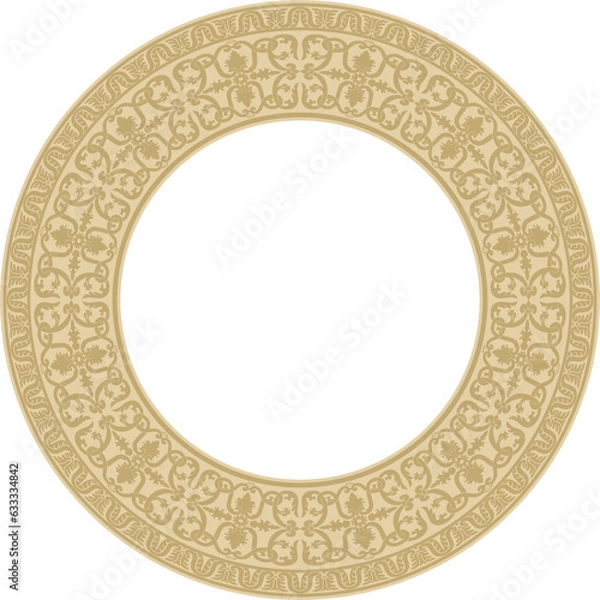 Fototapeta Vector gold round classic renaissance ornament. Circle, ring european border, revival style frame..