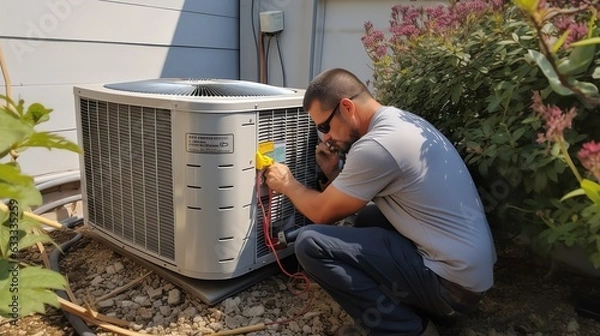 Obraz HVAC technician worker on outdoor