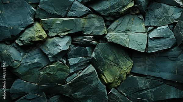 Fototapeta Green stone wall texture background, naturalistic light, gutai, monochromatic compositions. Generative AI