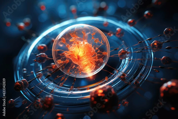 Fototapeta A team of scientists developing nanobots capable of repairing damaged tissues, ai generated.