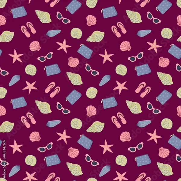 Fototapeta Seamless pattern with Sunscreens. Sunlight safety, sun rays safety.