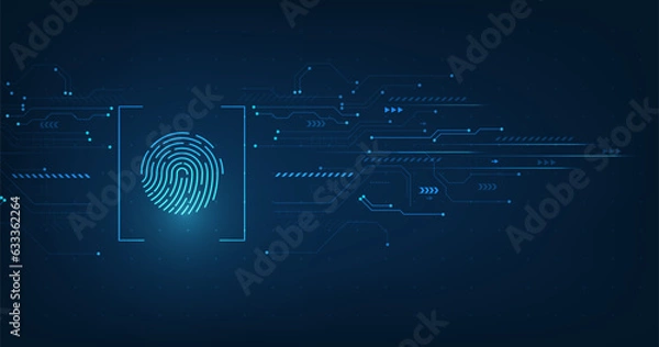 Obraz Vector Abstract Security System Concept with Fingerprint Technology Background