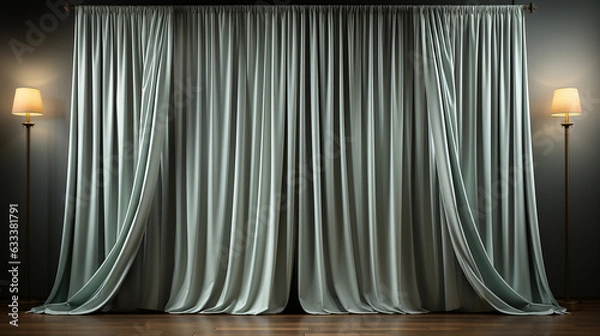 Fototapeta luxury curtain with and warm light background, white and lighten color