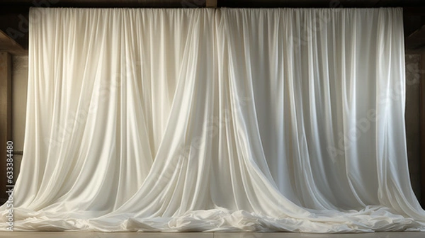 Fototapeta white curtain empty scene in white and spot light entertainment background, presentation wallpaper