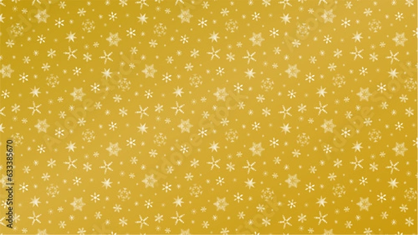 Fototapeta クリスマスに使える金色の雪の結晶のベクター背景画像
