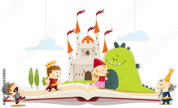 Obraz Książka z opowieściami o smokach i księżniczkach