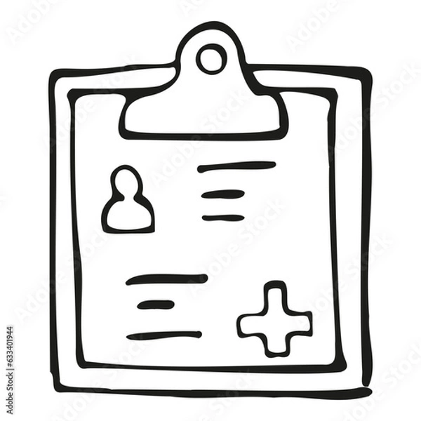 Fototapeta Medical history drawing vector doodle illustration health check up diagnostic appointment treatment