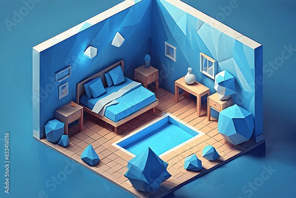 Fototapeta 3d render of a house with a blueprint