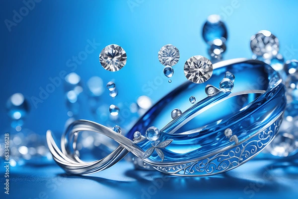 Fototapeta silver ring with topaz