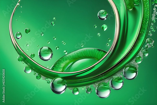 Obraz water drops on green background