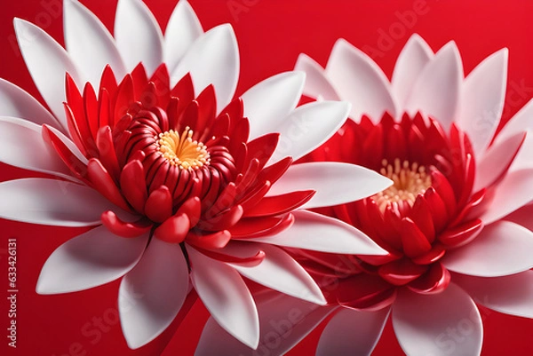 Fototapeta Water lily isolated on white. Generative AI