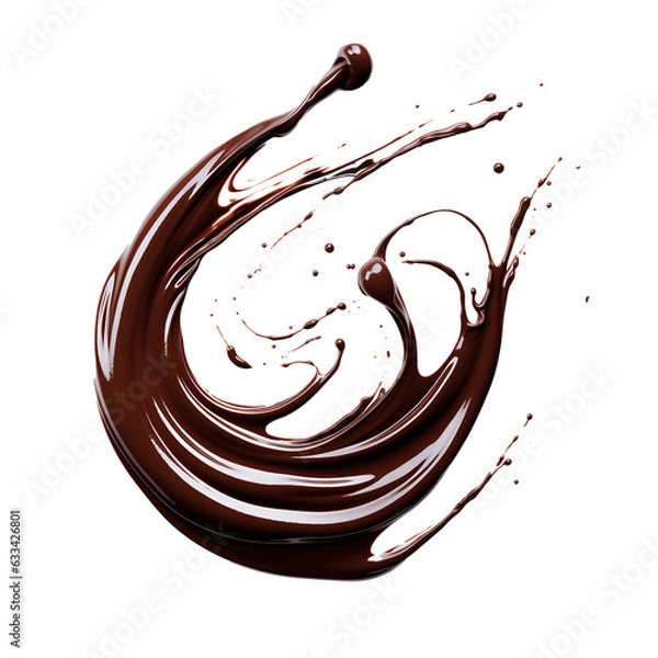 Fototapeta Swirly Streak of Dark Chocolate Sauce isolated, Dessert Garnish