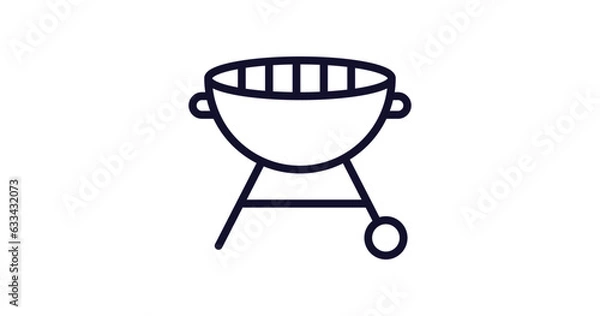 Fototapeta barbecue grill icon. Thin line barbecue grill icon from food collection. Outline vector isolated on white background. Editable barbecue grill symbol can be used web and mobile