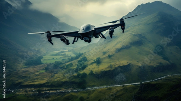 Fototapeta FPV Reconnaissance Wojskowy dron generatywny AI