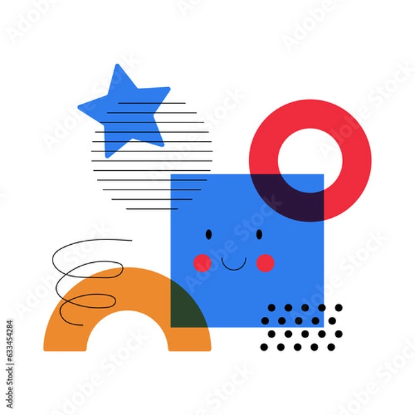 Obraz Abstract Geometric Shapes with Cute Funny Elements Composition Vector Illustration