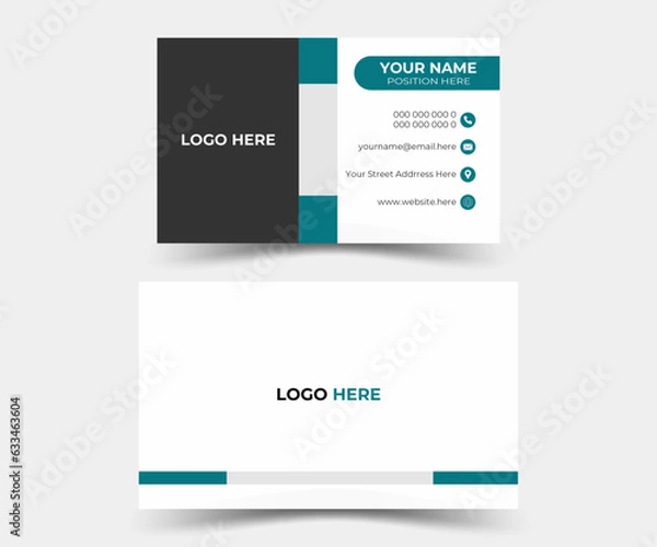 Fototapeta business card corporate official minimal creative abstract professional informative business card design. Modern Creative & Clean business style business card.	