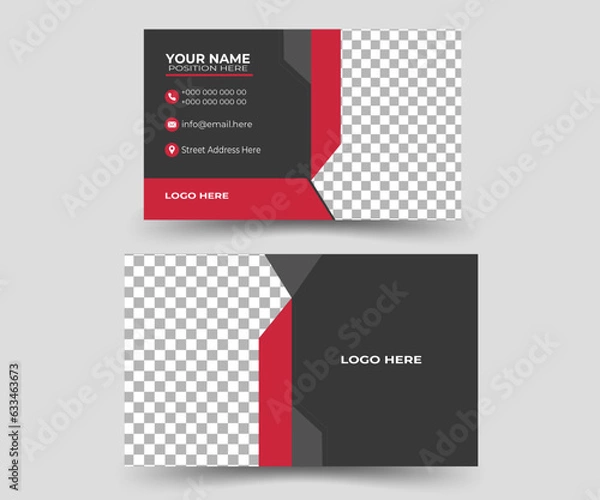 Fototapeta business card corporate official minimal creative abstract professional informative business card design. Modern Creative & Clean business style business card.